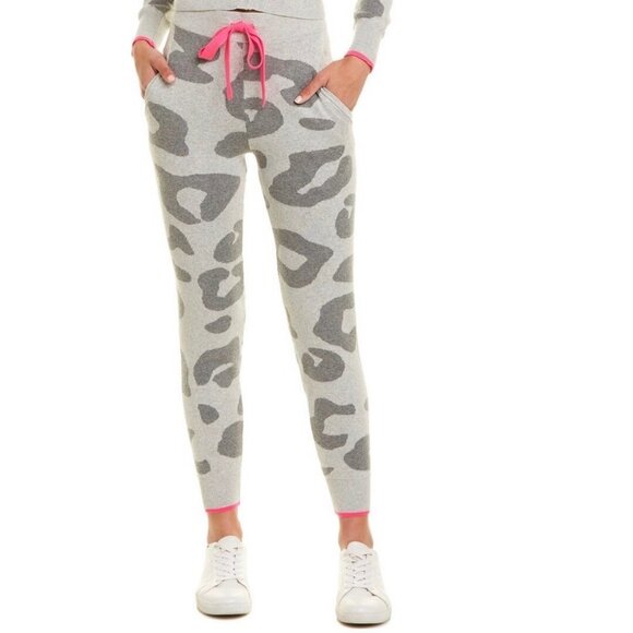 Scott & Scott London Leopard Silk Blend Gray Pink Jogger Knit Sweatpant Medium - Picture 1 of 7